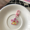 Colorful Flower Resin Keychain with Zinc Alloy Clip