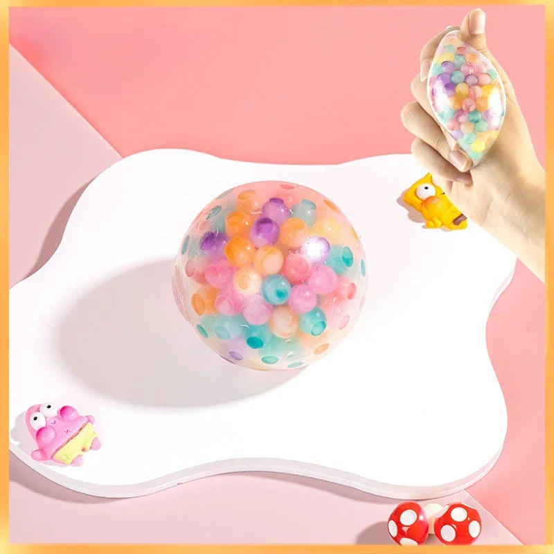 Rainbow Bead Squishy Fidget Ball for Stress Relief