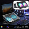 Adjustable RGB Laptop Cooling Pad with Dual Fans and Phone Holder
