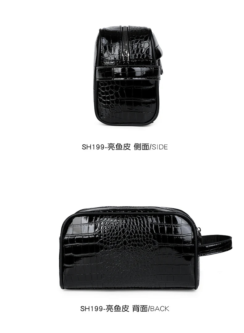 Vintage Leather Men's Clutch Bag with Detachable Waist Strap