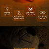 Fox night light with warm orange glow featuring icons for healing, feelings, and cycling charge.