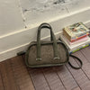 Vintage Croc-Embossed Mini Boston Bag with Dual Straps