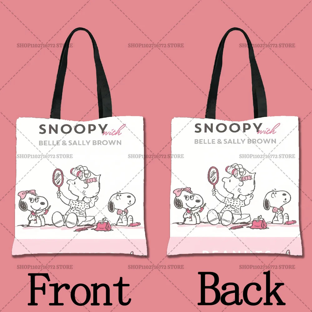 Snoopy Cartoon Canvas Tote Bag – Large Capacity, Foldable & Reusable