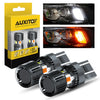 Un jeu d'ampoules LED à double couleur pour clignotants automobiles, avec leur boîte d'emballage.