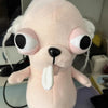 A light pink plush chihuahua dog keychain pendant with large eyes and a tongue sticking out.
