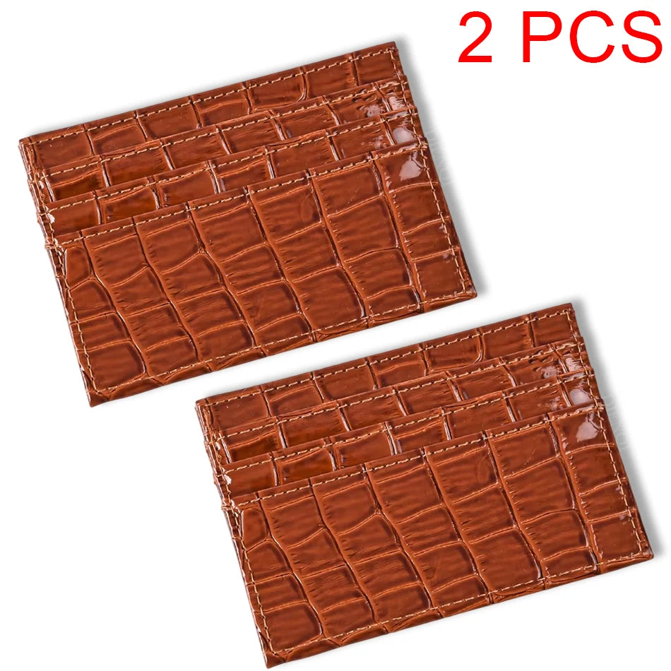 Slim Crocodile-Textured Cardholder Wallet