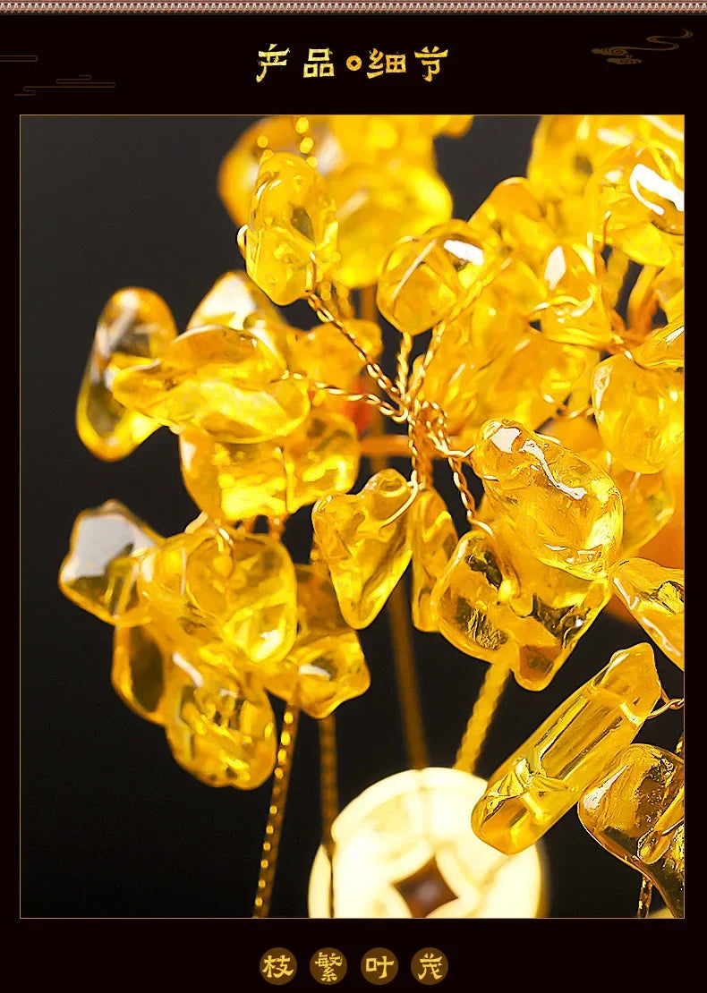 Golden Citrine Crystal Money Tree – Feng Shui Wealth Charm