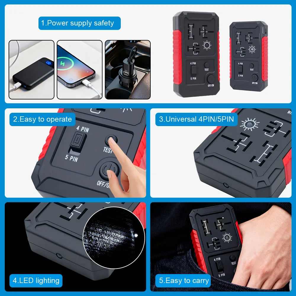 12V Automotive Relay Tester with LED Indicators