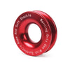 A red recovery ring with a warning label for rope and synthetic use.