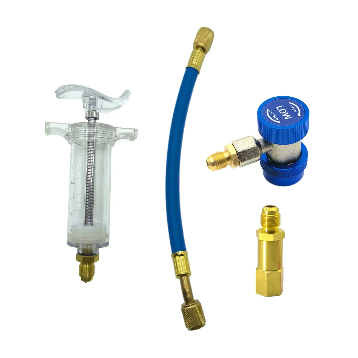 Car A/C Oil and Dye Injector with Low-Side Quick Coupler