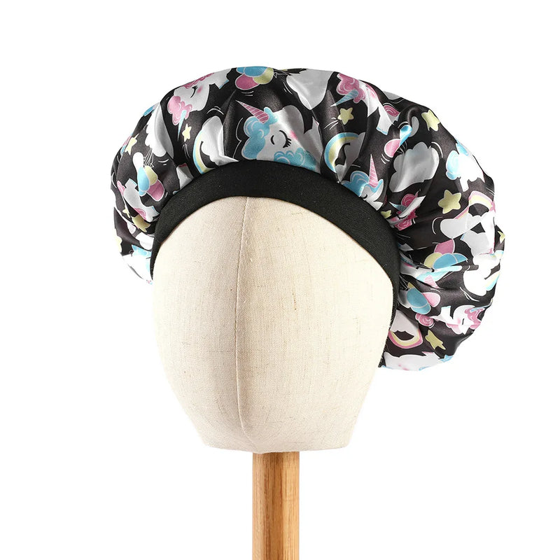 Butterfly Print Satin Sleep Cap for Kids