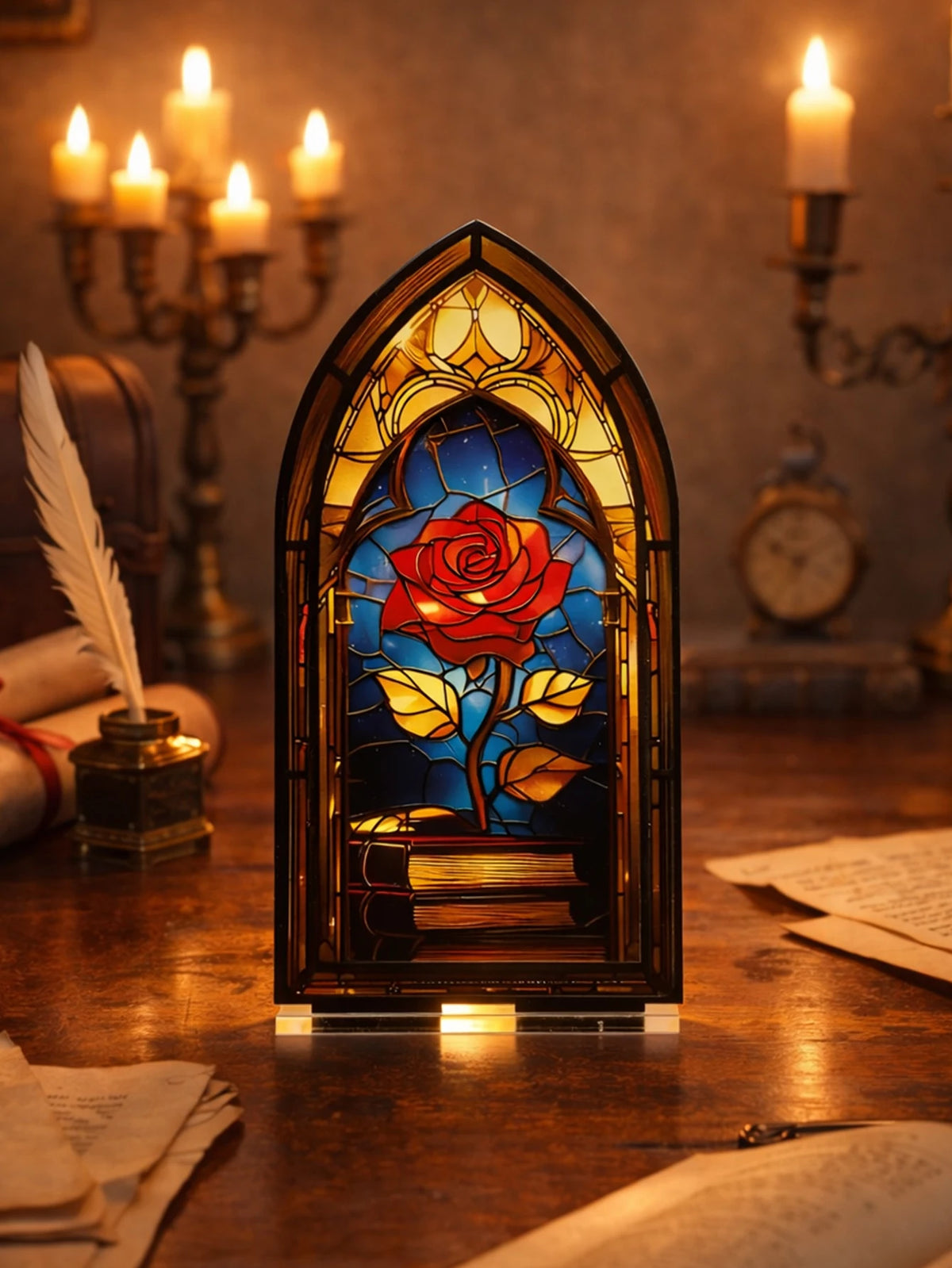 Acrylic Rose Gothic Arch Bookend for Bookshelf Decor