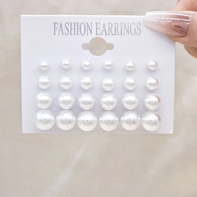 12 Pack Fashion Pearl Imitation Earrings