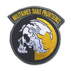 Black embroidered patch featuring a white skull and crossbones silhouette against a yellow circle, with text above it.