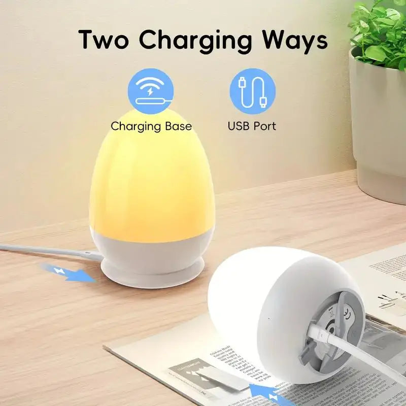 Rechargeable Egg Night Light with 7 Colors & Dimming