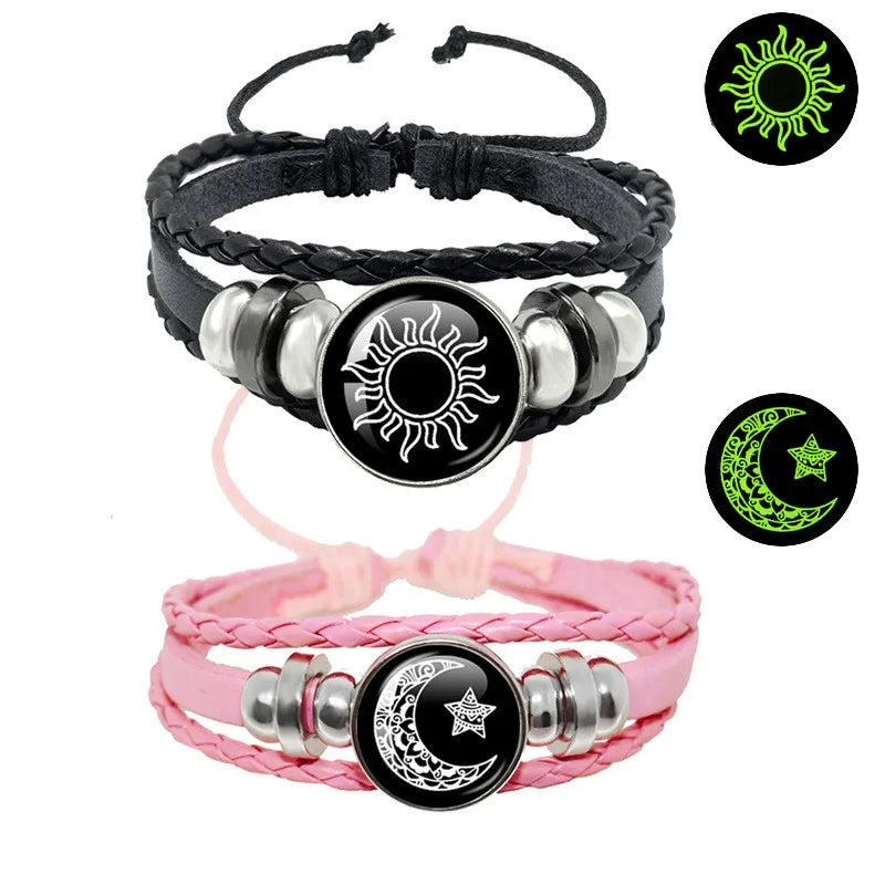 Sonnen- & Mond-Lederarmband-Set