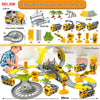 A set of yellow and gray engineering vehicle tracks and accessories for a climbing toy car