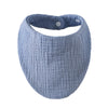 Light blue organic cotton muslin baby bib with an absorbent bandana