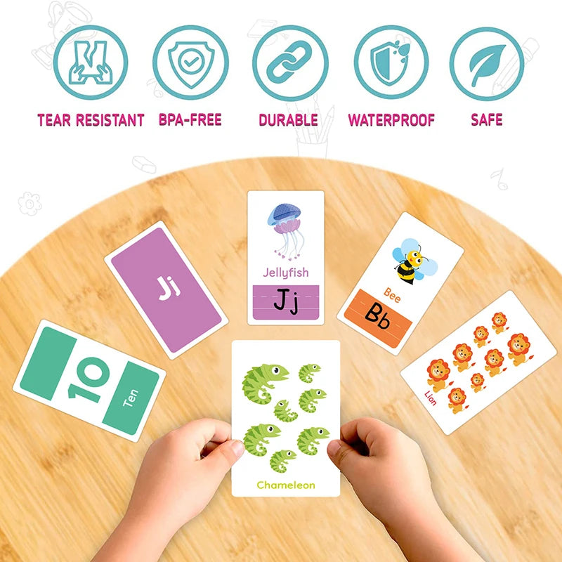 Montessori Learning Flash Cards Set - 58 Pieces for Early Education