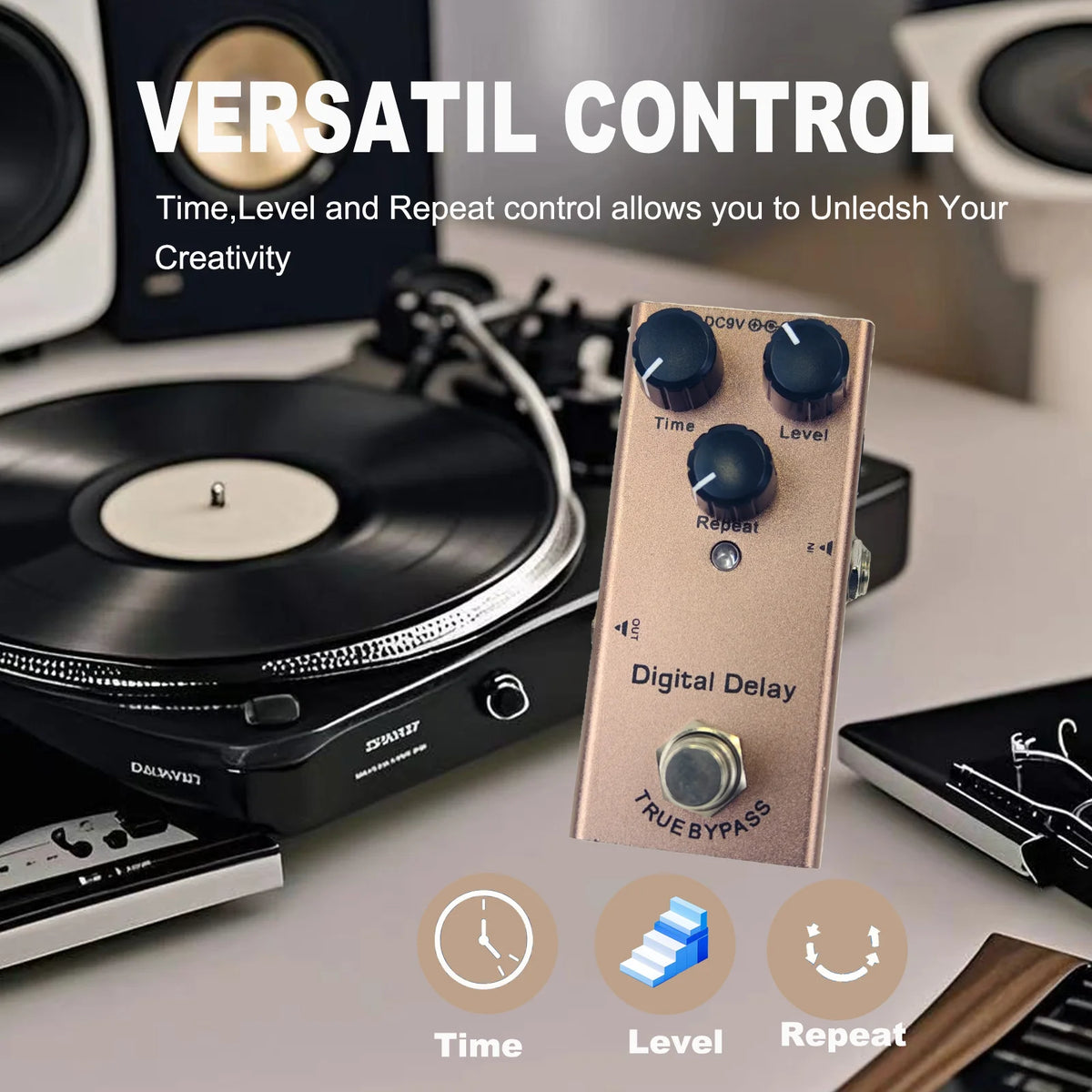 Compact Guitar Effects Pedal with 10 Classic Effect Modes