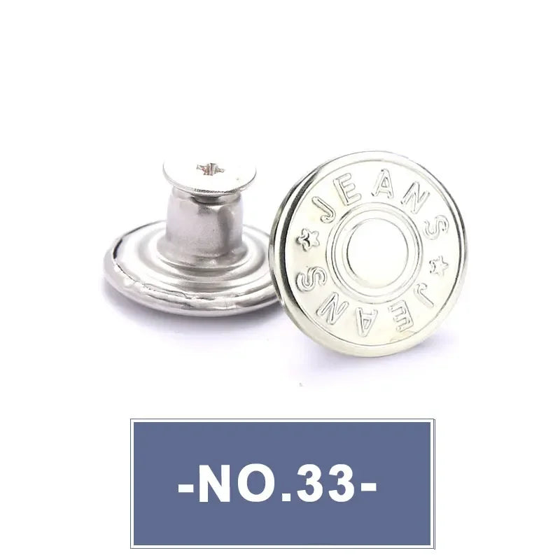 No-Sew Replacement Jeans Buttons - 17mm Metal Snap Buttons