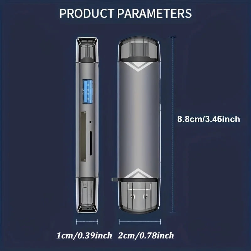 6-in-1 USB 3.0 Card Reader with Type-C & Micro USB