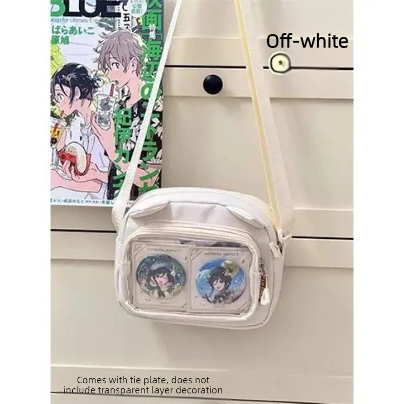 Y2K Transparent Ita Bag with DIY Badge Display Panel