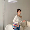 Hand-Woven PVC Tote Bag with Striped Patchwork Design