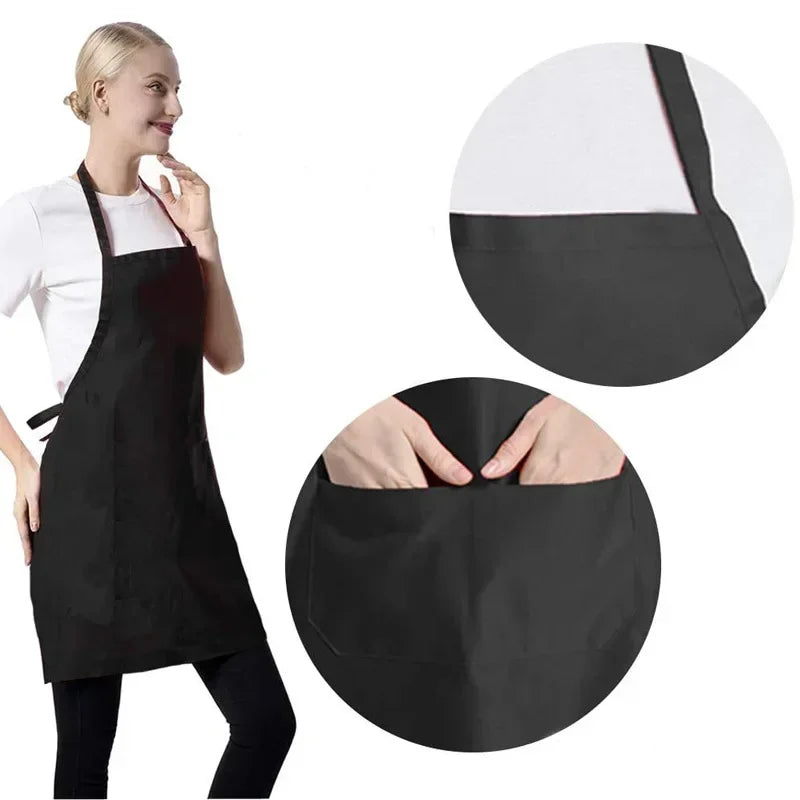 Adjustable Solid Color Kitchen Apron with Pocket