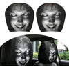 A set of two Ghost Face headrest covers featuring a menacing, cracked face design.