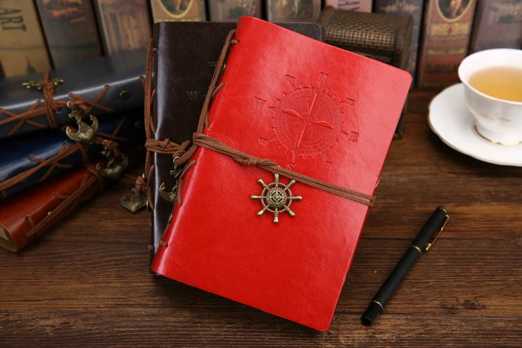 Vintage PU Leather Spiral Journal – Traveler's Notebook with Anchor Design