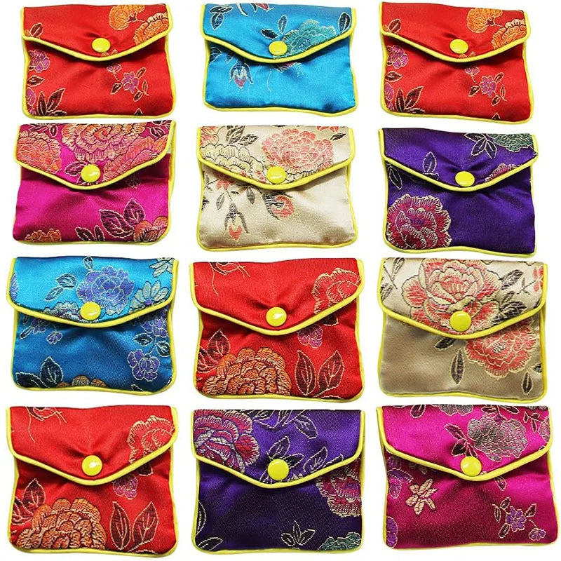 Embroidered Brocade Jewelry Pouches (Set of 6)