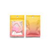 Two yellow and pink gradient resealable zipper pouches with clear windows displayed side by side.
