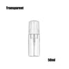 A clear, transparent 50ml refillable foaming soap dispenser bottle with a pump mechanism.