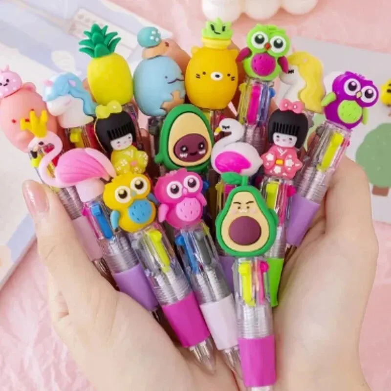Kawaii 4-Color Retractable Ballpoint Pens (Set of 10/15/20)