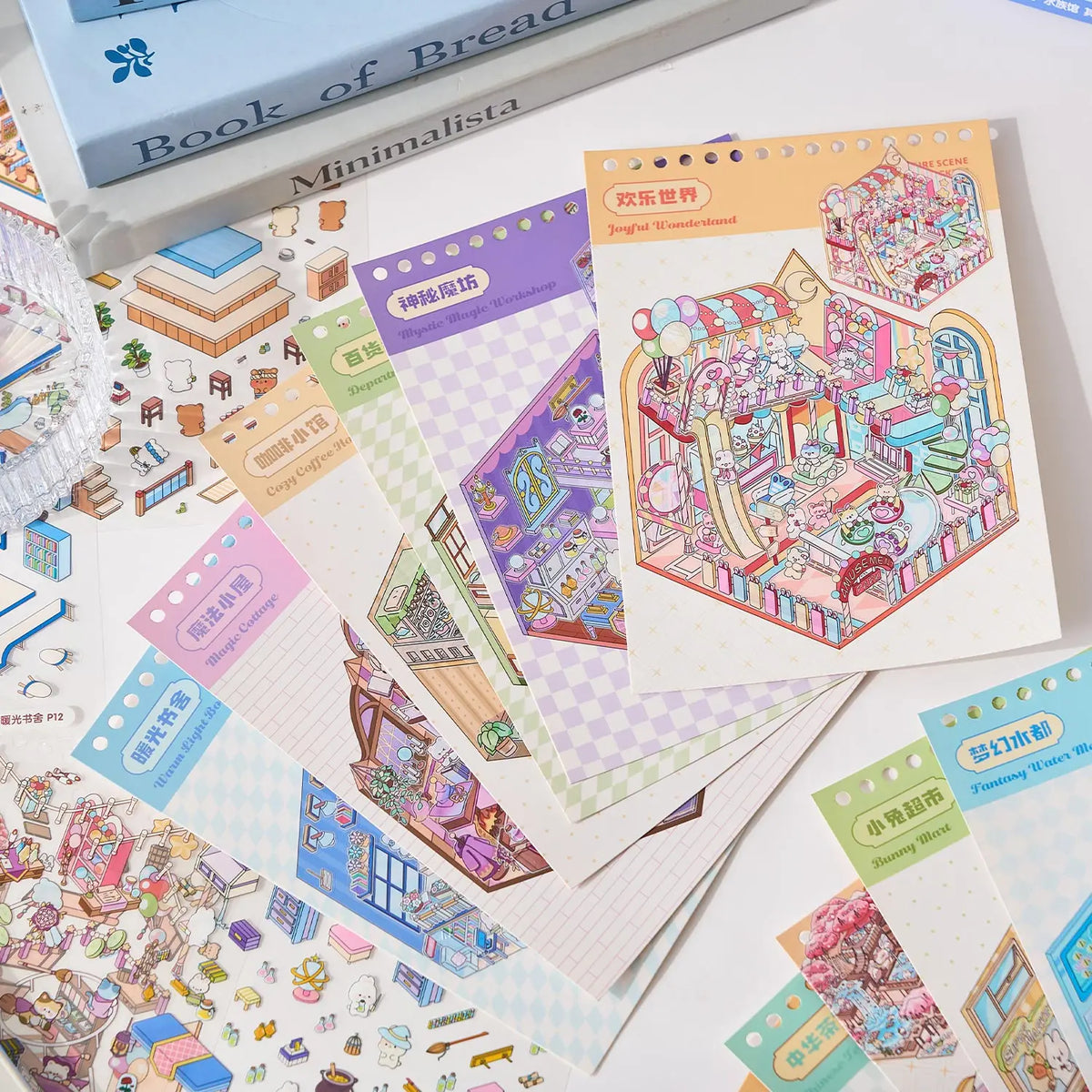3D Miniature Scene Sticker Book – DIY Visual Stacking Decorative Stickers