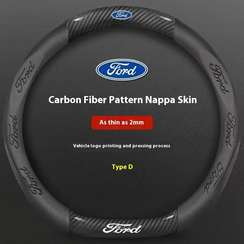 Carbon Fiber Steering Wheel Cover for Ford Models