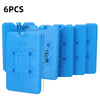 Six reusable blue leak-proof ice packs with floral patterns shown side by side.