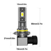 A vertical diagram showing the dimensions of an LED headlight bulb assembly, including the lens and mounting base.