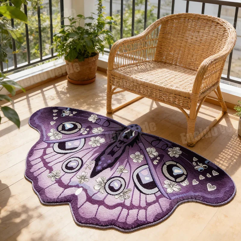 Butterfly-Shaped Plush Rug with Non-Slip Backing