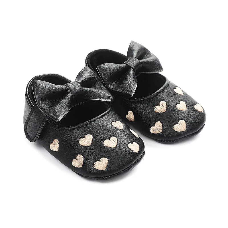Classic Bow Baby Girl First Walker Shoes with Anti-Slip Sole