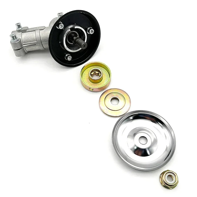 Durable aluminum brush cutter gearbox replacement components including a housing and various metal parts