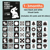 A set of black and white visual stimulus cards for babies, including 20 cards and 40 sides.