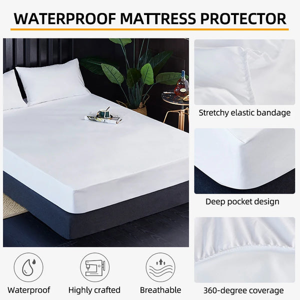 Wasserfeste Matratzenschoner mit elastischer Binde, tiefen Taschen und atmungsaktivem Stoff