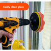 A hand uses a cordless electric tool to clean glass, demonstrating easy cleaning.