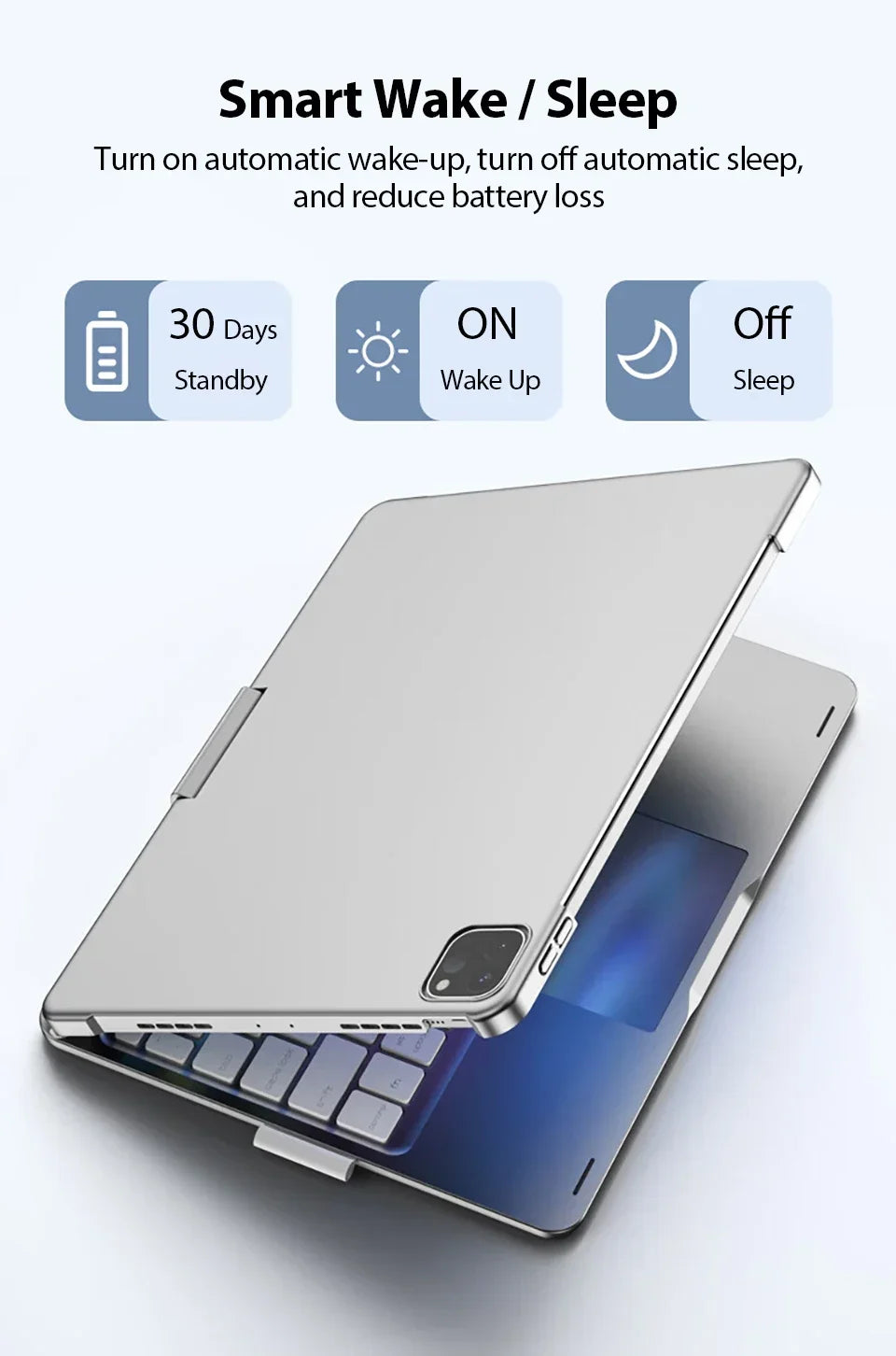 Backlit 360° Rotatable Keyboard Case for iPad with Pencil Holder