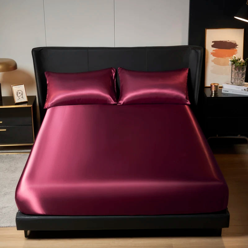 Silky Ice Silk Fitted Sheet with Elastic Edge