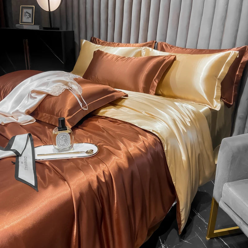 Housse de Couette en Satin de Soie Premium