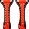 Orange and black emergency escape hammer with a pull mechanism for seatbelt cutting