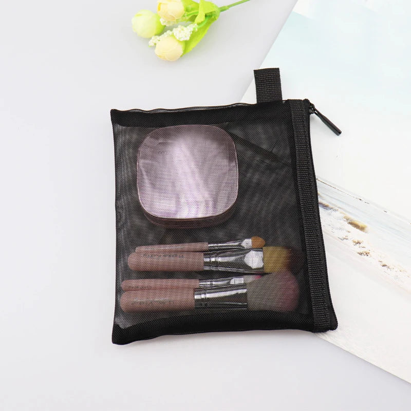 Breathable Mesh Makeup Bag Organizer - Multi-Purpose Travel Toiletry Pouch